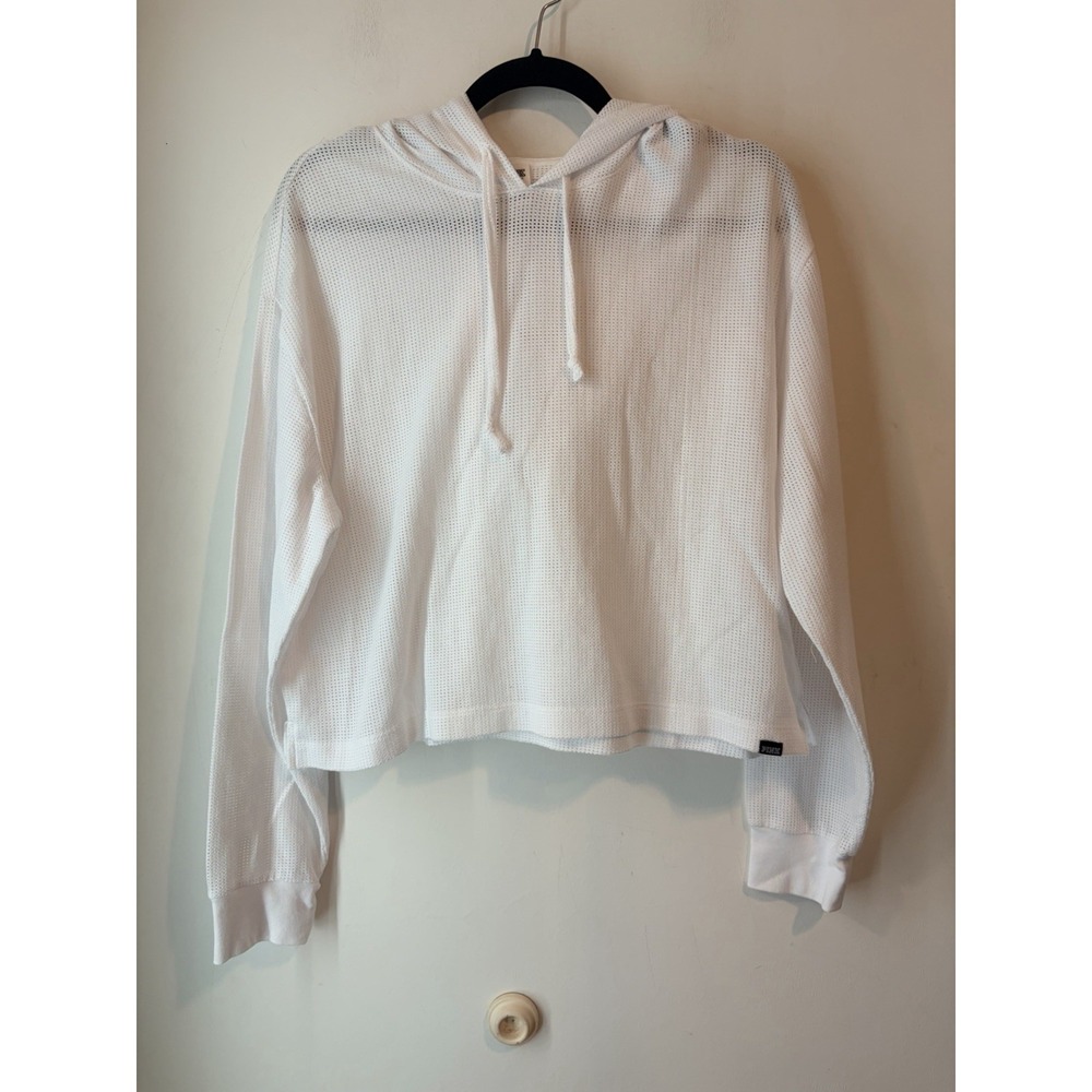 PINK Victoria's Secret White Mesh Hoodie‎ Pullover Size Medium Beachy Festival